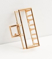 New Look Gold Rectangle Cut Out Bulldog Claw Clip